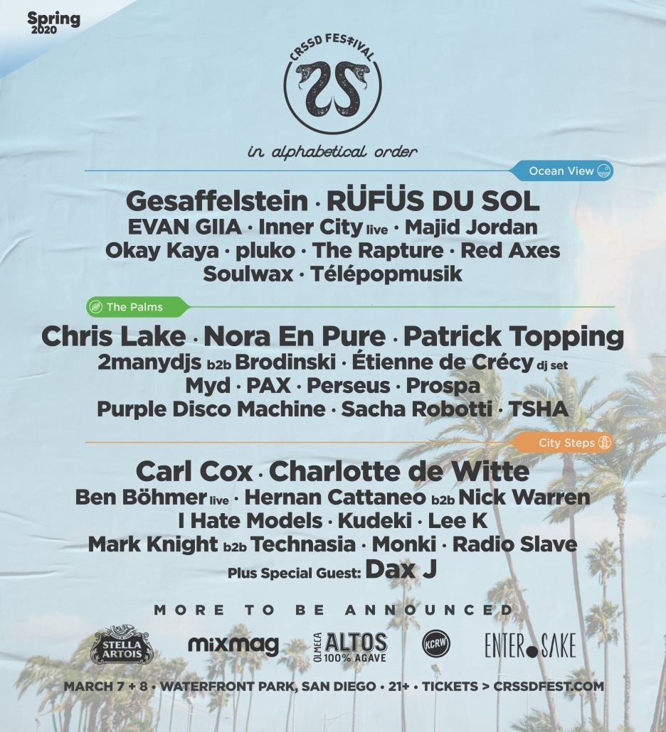 CRSSD Spring 2020 Lineup CRSSD Spring 2020 Lineup
