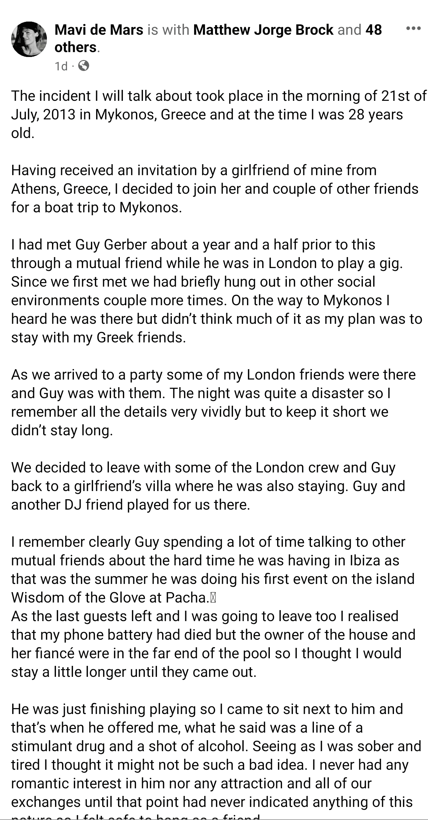 Guy Gerber Rape Allegation